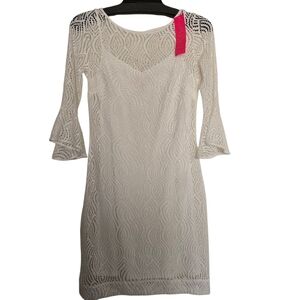 NWT Lilly Pulitzer Fontaine Flowing Leaf Elegant White Lace Dress